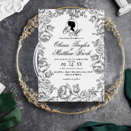 Boho Wedding White and Black Script Castle Wedding Einladung