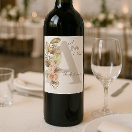 Boho Wedding Wine Bottle Labels - Personalisiert Weinetikett