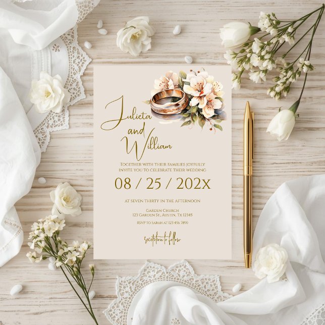 Boho Wedding with Rings Einladung (Von Creator hochgeladen)