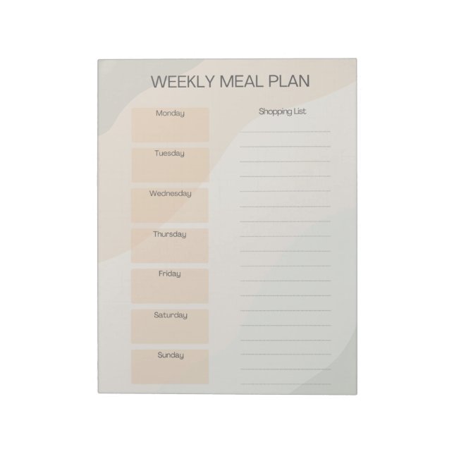 Boho Weekly Meal Plan Notepad Notizblock (Rotiert)