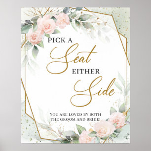 Boho weiche rosa Rosen Gold Wählen Sie einen Platz Poster