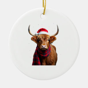Boho Weihnachten Highland Kuh T-Shirt (1) Keramik Ornament
