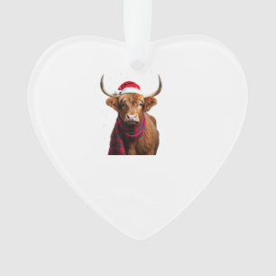 Boho Weihnachten Highland Kuh T-Shirt (1) Ornament