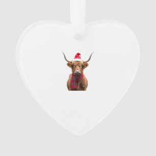 Boho Weihnachten Highland Kuh T-Shirt (4) Ornament