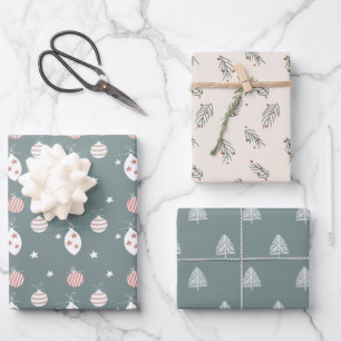 Boho Weihnachts-Feiertagsmuster Geschenkpapier Set