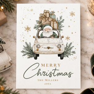 Boho Weihnachtsmann Auto Wasserfarbe Weihnachten