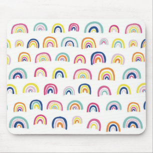 Boho Weiß Multi Regenbogen Mousepad