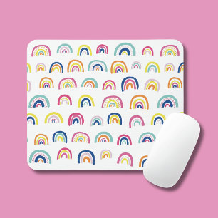 Boho Weiß Multi Regenbogen Mousepad