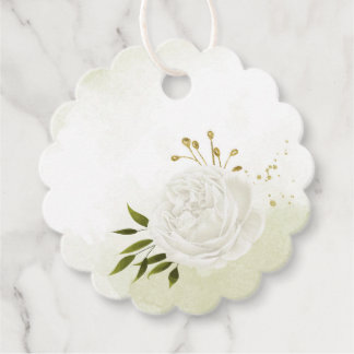 Boho weiße Blume grüne Blätter botanisch Geschenkanhänger