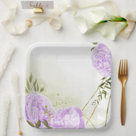 Boho weiße Blume grüne Blätter botanisch Pappteller