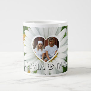 Boho weiße Gänseblümchen Vorlage Jumbo-Tasse