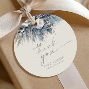 Boho Weiße Rose Florale Blumen Garten Hochzeit Geschenkanhänger