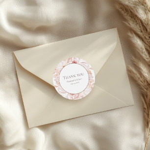 Boho Weiße und Rosa Florale Hochzeits-Dankeschön Runder Aufkleber