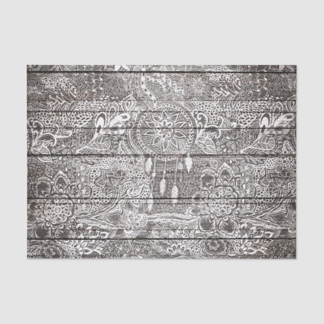 Boho weißes rustikales dreamcatcher seidenpapier (Vorderseite)