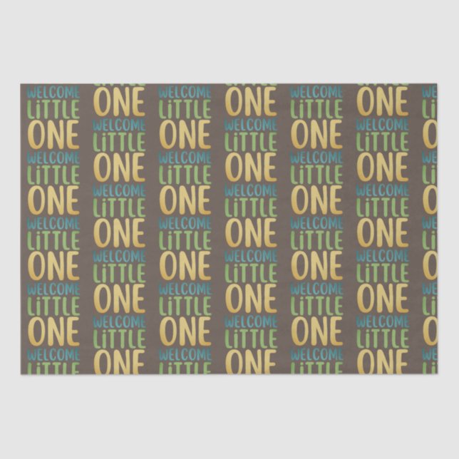 Boho "Welcome Little One" Babydusche Seidenpapier (Vorderseite)