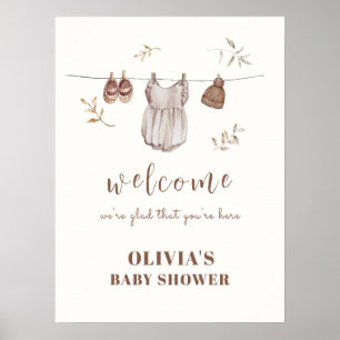 Boho Welcome Sign Girl Outfit Babydusche Poster