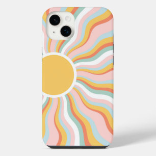 Boho-Welliges Sonnenstrahlen Retro-Design iPhone 14 Plus Hülle