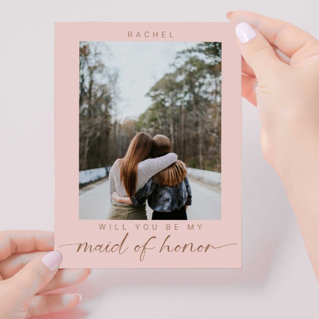 Boho Werden Sie meine Trauzeugin Foto Chic Postkarte (Von Creator hochgeladen)