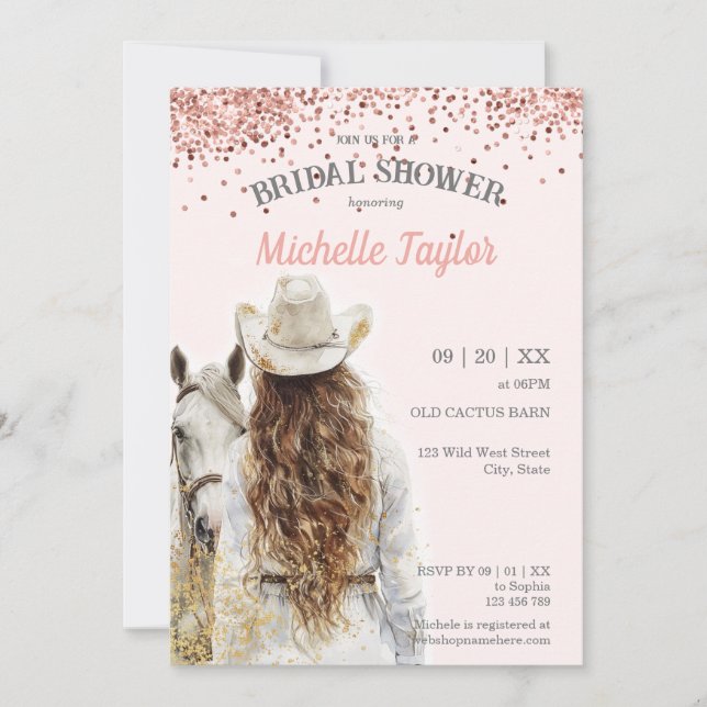 Boho Western Bride Wild West Country Cowgirl Einladung (Vorderseite)