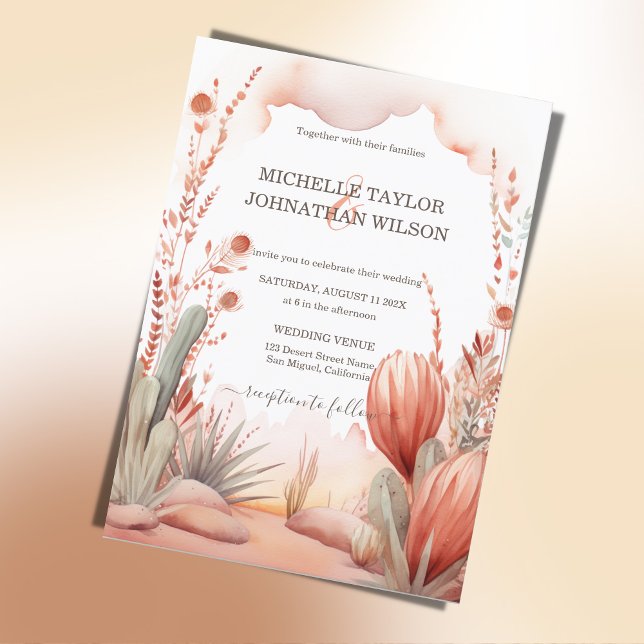 Boho Western Canyon Mexican Cactus Desert Einladung (boho mexican desert weding)