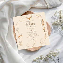 Boho Western Cowboy Illustration Wedding Einladung