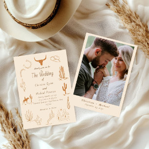 Boho Western Cowboy Illustration Wedding Einladung