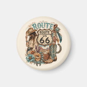 Boho Western Cowgirl Mother Road Andenken Magnet