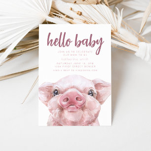 Boho Western Piggy Theme Kinderdusche Einladung