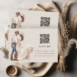 Boho Western Ranch Wedding QR Code RSVP Card Karte