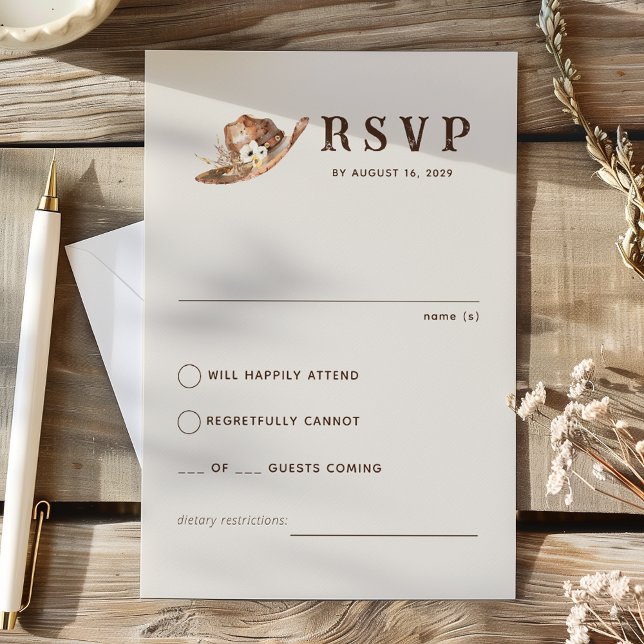 Boho Western Ranch Wedding RSVP Card Karte (Von Creator hochgeladen)