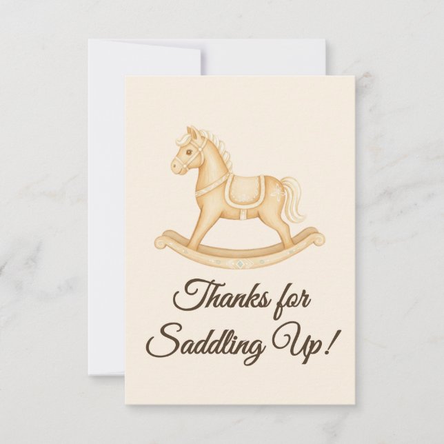 Boho Western Rocking Horse Baby Shower Dankeskarte (Vorderseite)