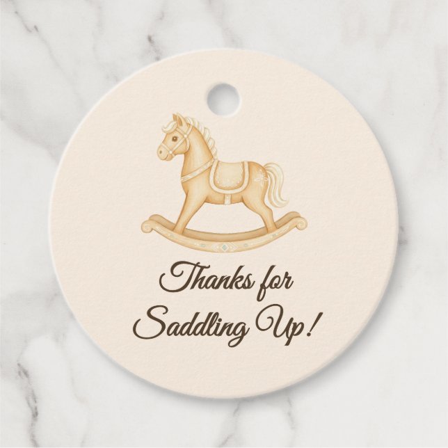 Boho Western Rocking Horse Baby Shower Geschenkanhänger (Vorderseite)