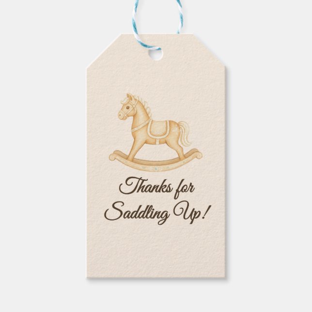 Boho Western Rocking Horse Baby Shower Geschenkanhänger (Vorderseite)