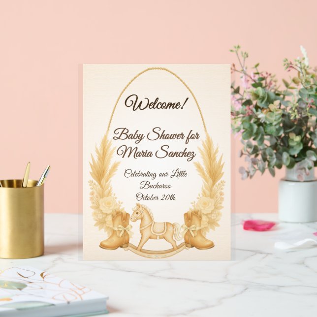 Boho Western Rocking Horse Kinderdusche Willkommen Acrylschild (Hochzeit)