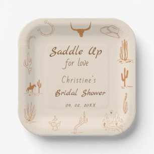 Boho Western Saddle up Cowboy Brautparty Pappteller
