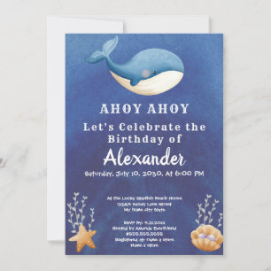 Boho Whale, Under Sea Boy Birthday Party Einladung
