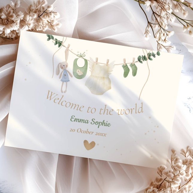 Boho Whimsical Baby Clothes Ankündigung (Von Creator hochgeladen)