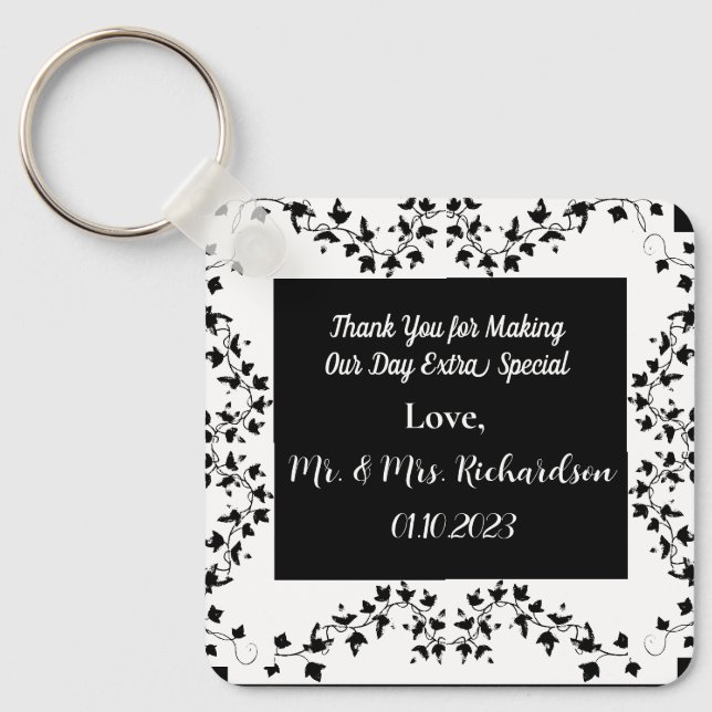 Boho Whimsical Botanical Gastgeschenk Hochzeit Sch Schlüsselanhänger (Vorderseite)