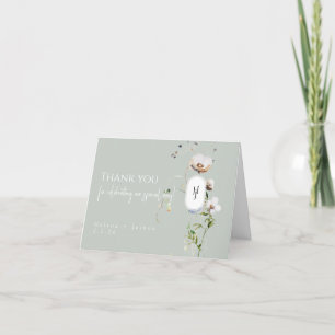 Boho Whimsical floral Danke Karte Elegant