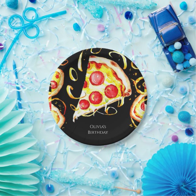 Boho Whimsical Pizza Birthday Pappteller (Party)