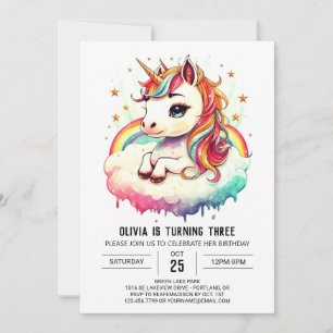 Boho Whimsical Unicorn Geburtstag Einladung