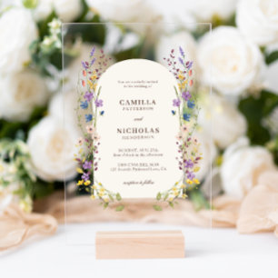 Boho Whimsical Wildblume Arch Wedding Acryleinladungen