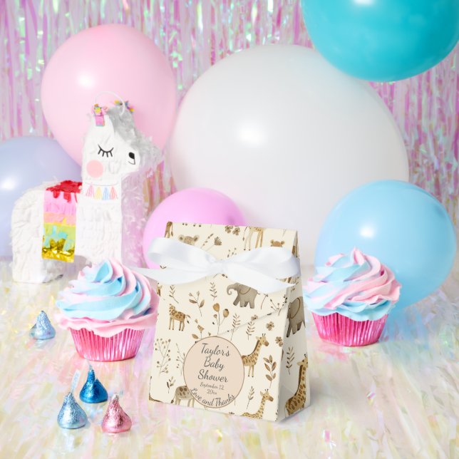 Boho White Beige Jungle Animals Baby Dusche Geschenkschachtel (Party)