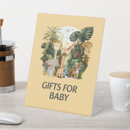 Boho White Beige Jungle Animals Geschenke für Baby Sockelschild