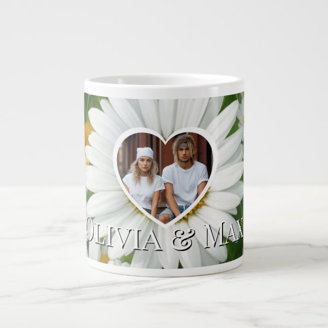 Boho White Daisies Template Jumbo-Tasse (Vorderseite)