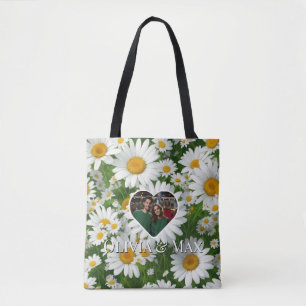 Boho white daisis Blumenfoto-Vorlage Tasche