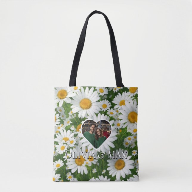 Boho white daisis Blumenfoto-Vorlage Tasche (Vorderseite)