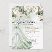 Boho White Dress & White Roses Grüne und Gold