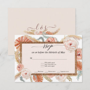 Boho White Floral Tropical Palm Pampas Grass UAWG RSVP Karte