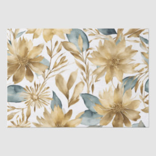 Boho White Gold Aquamarine Blume Seidenpapier